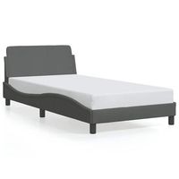 cama para adulto  cama individual  estructura de cama con cabecero de tela gris oscuro 100x200 cm