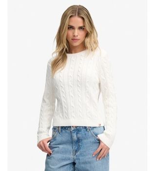 Superdry para mujer. W6110801A Jersey Essentials Cable beige (S), Casual, Algodón