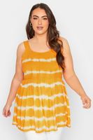 top amarillo tostado tie dye de tirantes busto fruncido mujer curvy y tallas grandes yours