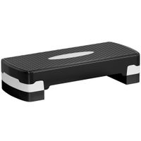 homcom step de aerobic y fitness tabla plataforma stepper para deporte y gimnasia con altura regulable a 2 niveles carga 150kg negro   aosom espana