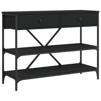 Mesa Consola，mesa De Entrada，mesa Auxiliar Con Cajones Y Estantes Madera De Ingeniería Negro