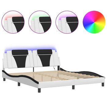 Estructura De Cama Viana Con Led Sin Colchón Blanco Negro 180x200 Cm Vidaxl
