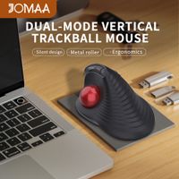 raton trackball inalambrico ergonomico bluetooth 50 y 24g con diseno vertical y rodillo de velocidad raton optico inalambrico recargable de 1000dpi para windowsmac osandroid - negro
