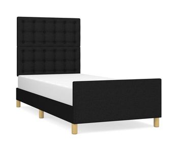 Estructura de cama con cabecero de tela negro 80x200 cm botones