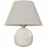 homcom lampara de mesa vintage lampara de mesita de noche con base de ceramica pantalla de lino interruptor basculante crema