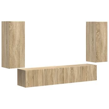 Conjunto De Mueble Para Tv De Pared 4 Uds. Roble Sonoma Vidaxl