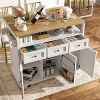isla de cocina blanca con ruedas mesa plegable y almacenamiento 118 x 43 x 98 cm