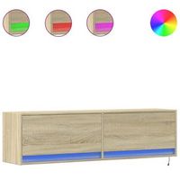 mueble de tv de pared con luces led roble sonoma 140x31x38 cm vidaxl