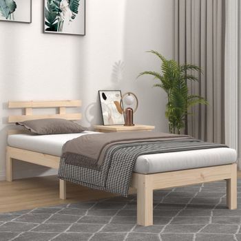 Cama Individual | Cama Para Adultos | Estructura De Cama Madera Maciza 75x190 Cm Cfw993971