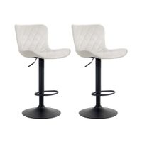 set de 2 taburetes de bar regulable en terciopelo crema