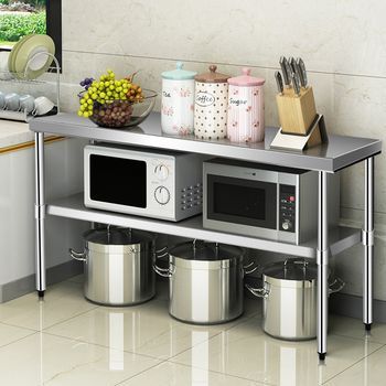 Mesa De Acero Inoxidable De Trabajo Mesa De Preparación De Cocina Con Ruedas 2 Niveles Estante Ajustable 122x61x90 Cm Cfw52719