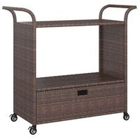 carrito de bar con cajon ratan sintetico marron 100x45x97 cm vidaxl