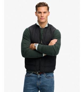 Superdry para hombre. M5012211A Chaleco Military Liner negro (XL), Casual, Poliéster