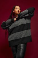 yours jersey de punto de rayas grises y negras mujer curvy y tallas grandes yours