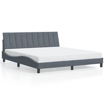 Cama Matrimonial | Cama Para Adultos | Estructura De Cama Sin Colchón Terciopelo Gris Oscuro 180x200cm