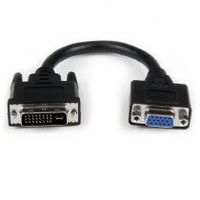 adaptador conversor de 20cm dvi-i a vga - dvi-i macho - hd15 hembra - cable convertidor negro