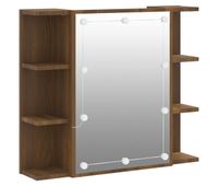 vidaxl mueble con espejo y luces led roble marron 70x165x60 cm