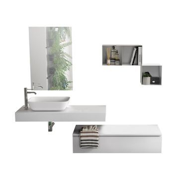 Composición Baño 4 Piezas Astra Blanco/blanco En Mdf