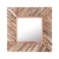 espejo de pared decorativo madera clara cuadrado 61 x 61 cm estilo rustico kanab