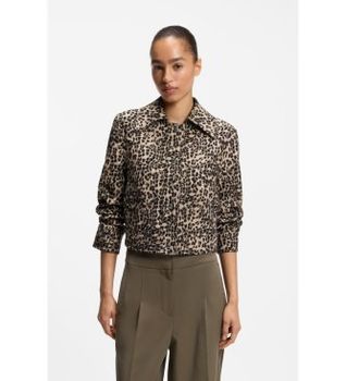 BOSS para mujer. 50563276 Chaqueta Janima beige (42), Casual, Animal print, Algodón