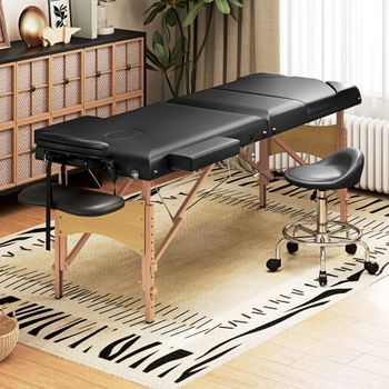 Camilla De Masaje De Pvc Madrea Homcom 215x60x62-89 Cm Negro