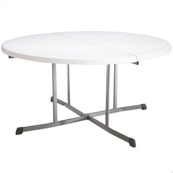 Mesa Redonda Plegable Lifetime, Tablero Polietileno 45 Mm, 152x152x75,5 Cm, Blanco