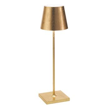 Lámpara De Mesa Led Zafferano Poldina Pro Gold Leaf, Recargable Y Regulable, Con Duración De Batería De Hasta 12 Horas.