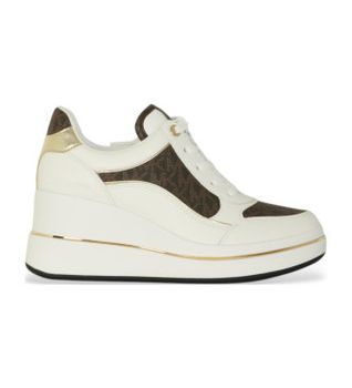 Michael Kors para mujer. 43F5EMFS4L Zapatilla Emmy de piel beige, marrón (40), 5 a 8cm, Cordones, Casual