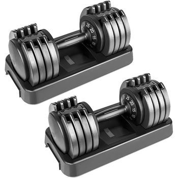 Juego De Pesas Musculación. Mancuernas Ajustables 25 Kg (par).