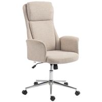 homcom silla de escritorio giratoria con respaldo alto funcion balanceo altura ajustable reposabrazos acolchados ruedas beige