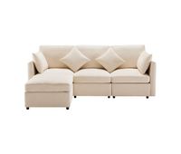 sofa modular 4 plazas - diseno moderno chenilla sofa l-forma con reposapies - beige