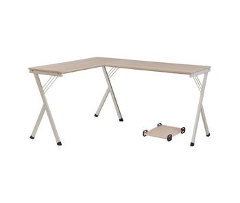 Escritorio tarielarg forma de l 158x120x75 cm - blanco/efecto roble [en.casa]