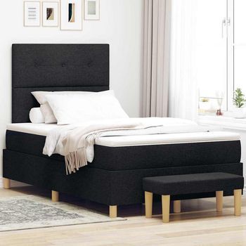 Vidaxl Cama Tipo Box Spring Con Cabecera Negro 200 X 120 Cm Tela