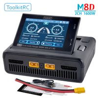 toolkitrc-cargador inteligente m8d dc1600w xt60 2-8s bateria de litio voltaje equilibrado control remoto descarga de modelo de coche de juguete