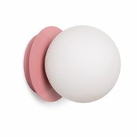 aplique de pared mate metal rosa y vidrio blanco d15 cm
