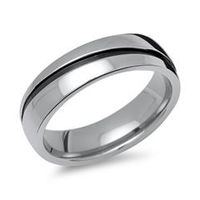 anillo de acero inoxidable pulido negro ranurado 6mm