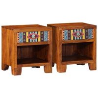mesita de noche 2 uds 40x35x45 cm madera maciza de acacia vidaxl