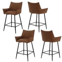 juego de 4 taburetes de bar sillas de comedor de polipiel con patas de metal color marron