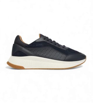 BOSS para hombre. 50557865 Zapatillas Slon marino (45), Piel, Azul, Plano, Cordones, Casual