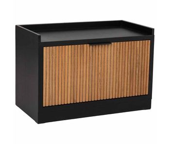 Banqueta zapatero de madera y metal negro 80x38x53
