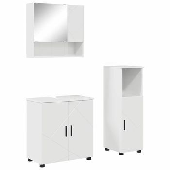 Juego De Muebles De Baño | Armario De Baño Montaje En La Pared 3 Piezas Brillante
