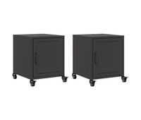 vidaxl mesitas de noche 2 uds acero negra 36x39x435 cm