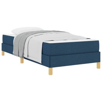 Cama Individual | Cama Para Adulto | Cama Tipo Box Spring Con Colchón Azul 80 X 200 Cm Tela