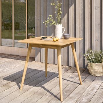 Mesa De Jardín Cuadrada De Madera Teca Maciza Para 4 Pers.