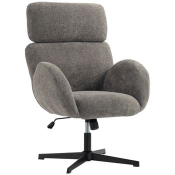 HOMCOM Silla de Escritorio con Tapizado de Terciopelo Respaldo Alto Regulable en Altura Silla Giratoria con Función Basculante Gris   Aosom España