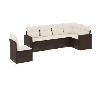 Vidaxl set sofás de jardín 6 piezas y cojines ratán sintético marrón