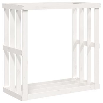Soporte Para Leña De Exterior Madera Pino Blanco 108x52x106 Cm Vidaxl