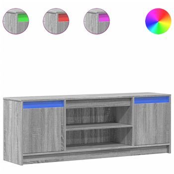 Mueble De Tv | Mueble De Salón | Gabinete De Tv Led Madera Ingeniería Gris Sonoma 139,5x34x50 Cm