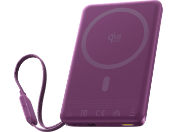 Powerbank - Baseus PicoGo AM52, 10000 mAh, 45 W, Qi2.2 de 25W, USB-C, Carga inalámbrica, rápida, Multidispositivo, Certificado CCC, Dark Cherry