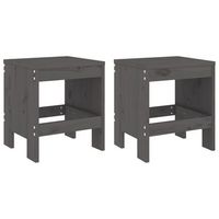 2 uds taburetes de jardin  otomana de jardin  reposapies de jardin madera maciza pino gris 40x36x45 cm